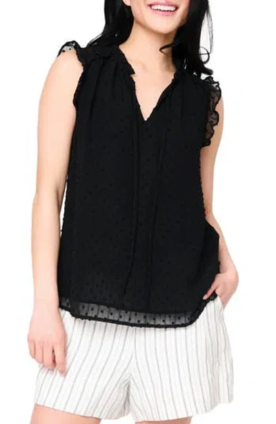Gibsonlook Clip Dot Ruffle Accent Top In Black