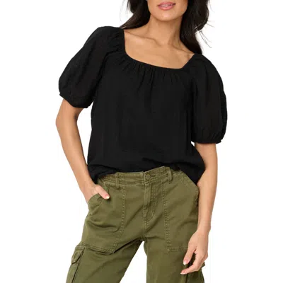 Gibsonlook Convertible Neck Gauze Top In Black