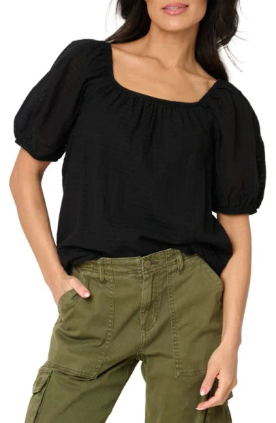 Gibsonlook Convertible Neck Gauze Top In Black