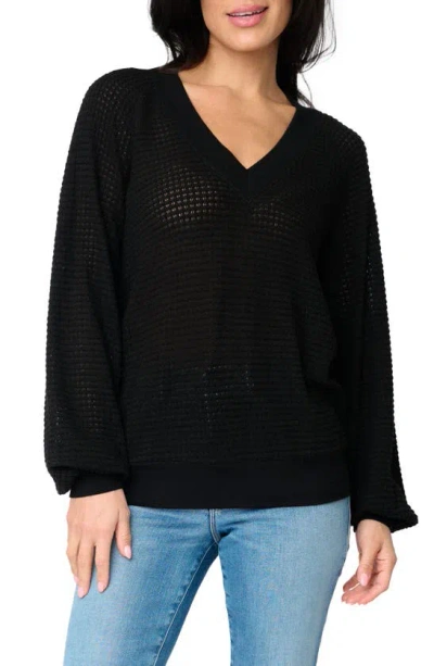 Gibsonlook Courtside Open Stitch Jumper In Black