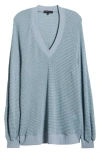 Gibsonlook Courtside Open Stitch Sweater In Denim