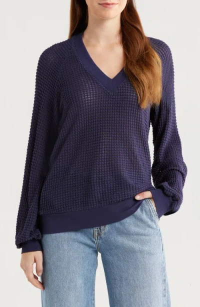 Gibsonlook Courtside Open Stitch Sweater In Navy