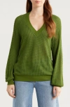 Gibsonlook Courtside Open Stitch Sweater In Olive