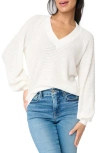 Gibsonlook Courtside Open Stitch Sweater In White