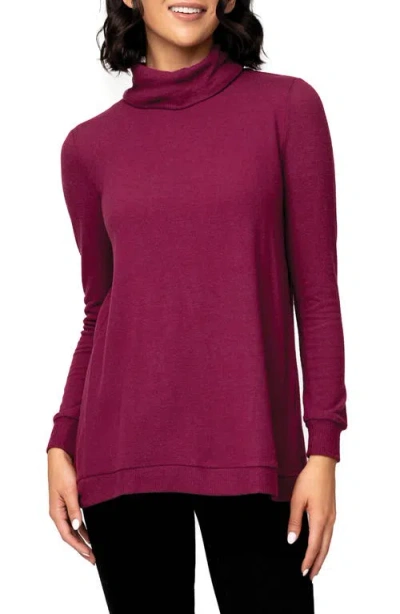 Gibsonlook Cozy Crossover Back Tunic Sweater In Burgundy