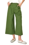 Gibsonlook Crop Wide Leg Linen Blend Pants In Olive