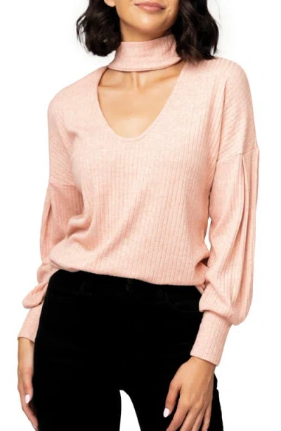 Gibsonlook Cutout Mock Neck Sweater In Rose