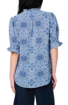 Gibsonlook Dianthus Puff Sleeve Top In Blue