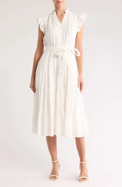 Gibsonlook Dianthus Tiered Cotton Midi Dress In White