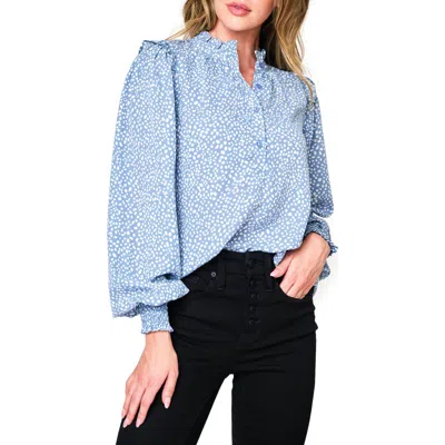 Gibsonlook Dot Print Woven Top In Denim Dot