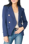Gibsonlook Double Breasted Cotton Blend Blazer In Navy