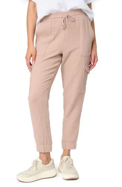 Gibsonlook Essential Cotton Gauze Cargo Joggers In Pink
