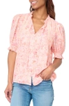 GIBSONLOOK FLORAL LACE TRIM BUTTON-UP SHIRT