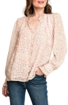 Gibsonlook Floral Long Sleeve Button-up Blouse In Pink Ditsy Floral