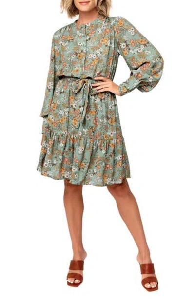 Gibsonlook Floral Long Sleeve Dress In Green