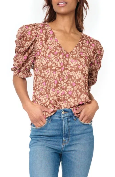 Gibsonlook Floral Print Puff Sleeve Top In Multi