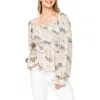 Gibsonlook Floral Print Smocked Waist Peplum Top In Spring Floral