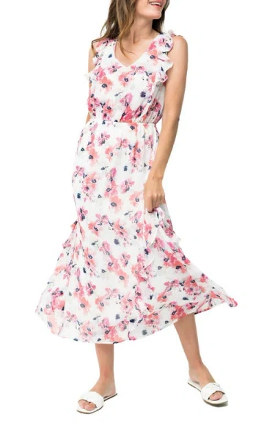 Gibsonlook Floral Ruffle Detail Sleeveless Dress