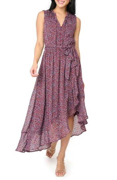 Gibsonlook Floral Sleeveless High-low Dress In Purple