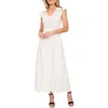 Gibsonlook Flutter Sleeve Cotton Gauze Maxi Dress In White