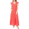 Gibsonlook Flutter Sleeve Cotton Gauze Maxi Dress In Orange