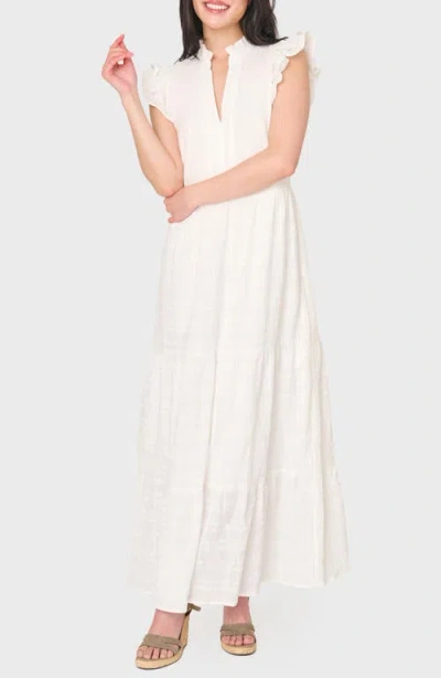 Gibsonlook Flutter Sleeve Cotton Maxi Dress In White