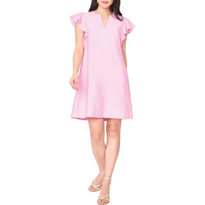 Gibsonlook Flutter Sleeve Notch Neck Shift Dress In Pink