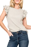 Gibsonlook Flutter Sleeve Rib Top In Gray