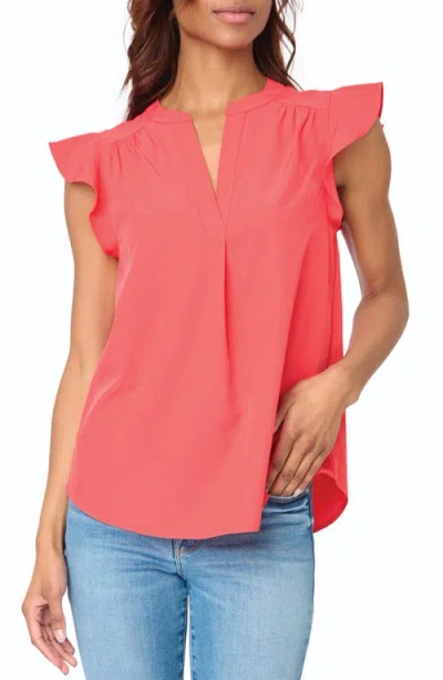 Gibsonlook Flutter Sleeve Top In Hibiscus