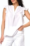 Gibsonlook Flutter Sleeve Top In Ivory