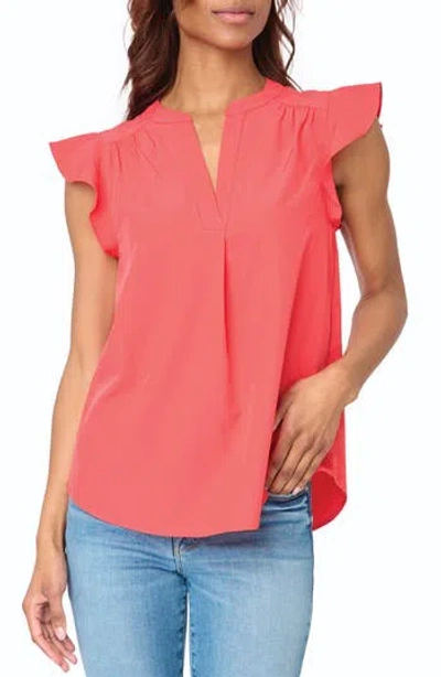 Gibsonlook Flutter Sleeve Top In Red