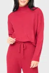 Gibsonlook Funnel Neck Long Sleeve Cozy Ribbed Sweater In Red In Red