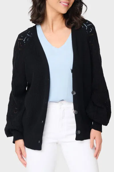Gibsonlook Gigi Diamond Stitch Crochet Cardigan In Black