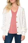 Gibsonlook Gigi Diamond Stitch Crochet Cardigan In White