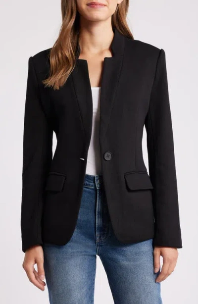 Gibsonlook Inverted Notch Collar Cotton Blend Knit Blazer In Black