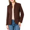 Gibsonlook Inverted Notch Collar Cotton Blend Knit Blazer In Brown