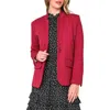 Gibsonlook Inverted Notch Collar Cotton Blend Knit Blazer In Cranberry