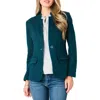Gibsonlook Inverted Notch Collar Cotton Blend Knit Blazer In Green