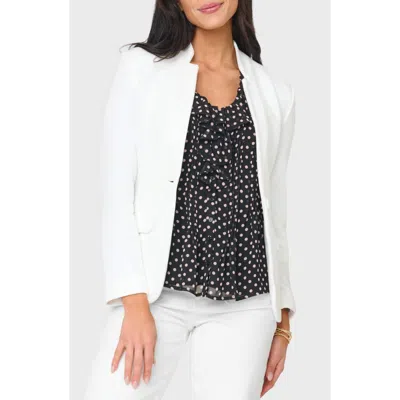 Gibsonlook Inverted Notch Collar Cotton Blend Knit Blazer In White