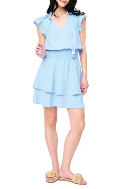 Gibsonlook Isla Smocked Waist Flutter Sleeve Minidress In Vista Blue