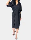 Gibsonlook Jennifer Drape Front Luxe Knit Dress In Black In Black