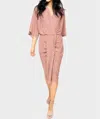 Gibsonlook Jennifer Drape Front Luxe Knit Dress In Mauve In Neutral