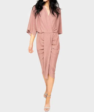 Gibsonlook Jennifer Drape Front Luxe Knit Dress In Mauve In Neutral