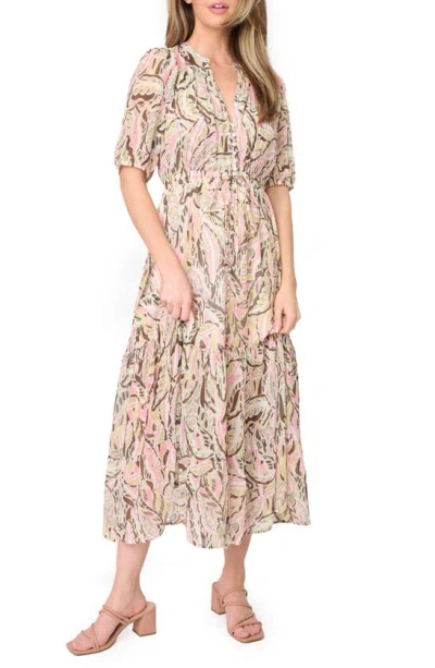 Gibsonlook Kira Drawstring Maxi Dress In Abstract Garden Floral