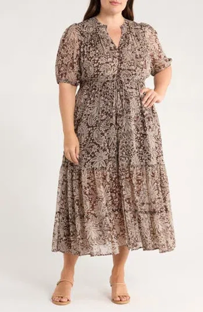Gibsonlook Kira Print Drawstring Maxi Dress In Multi
