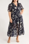 Gibsonlook Kira Print Drawstring Maxi Dress In Black
