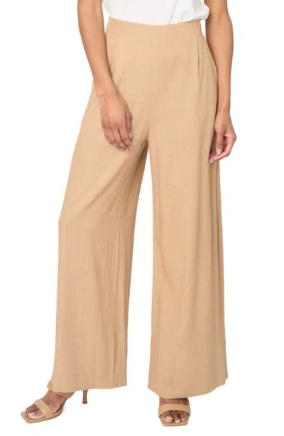 Gibsonlook Linen Blend Wide Leg Pants In Nutshell Brown