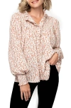 Gibsonlook Long Sleeve Crochet Trim Blouse In Neutral
