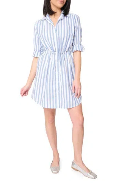 Gibsonlook Long Sleeve Stripe Shirtdress In Sky Blue White Stripe