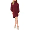 Gibsonlook Long Sleeve Sweater Dress In Burgundy Wine